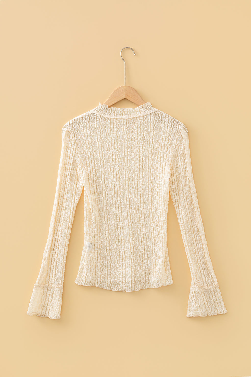 Apricot Flounced Long Sleeve top