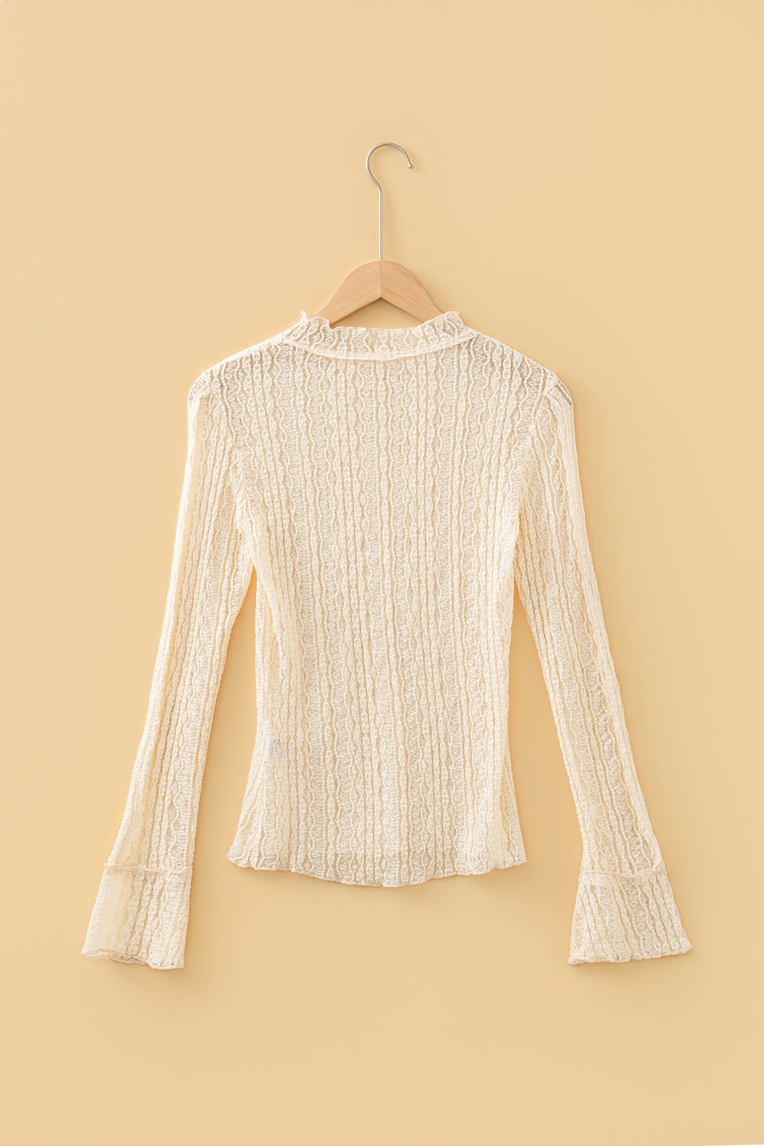 Apricot Flounced Long Sleeve top