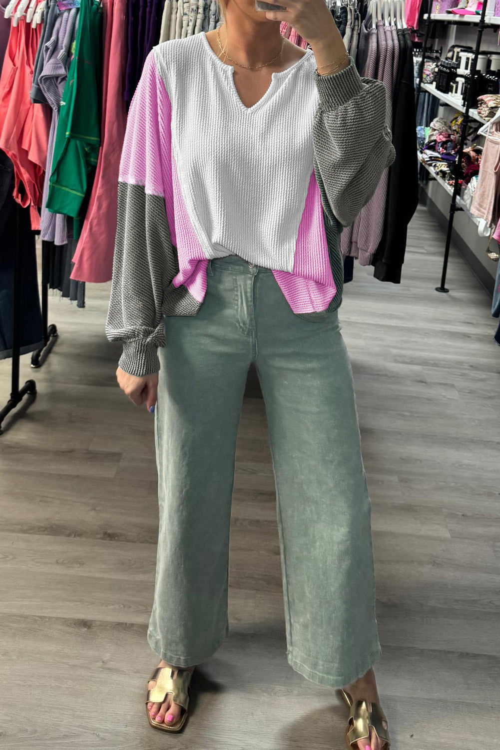 Spiral Patchwork Long Sleeve Top - AXIOM PREMIUN