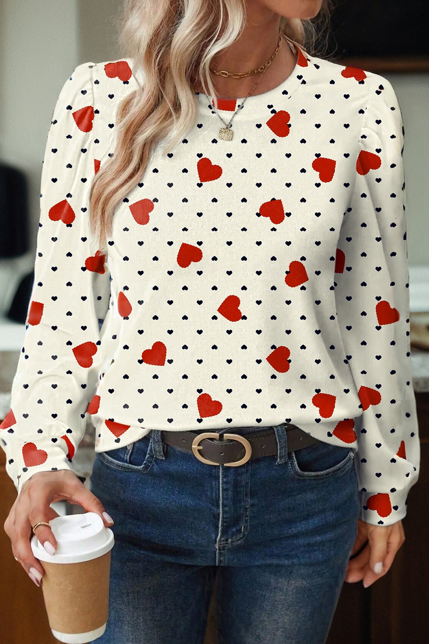 Heart Festive Valentine Blouse - AXIOM PREMIUN