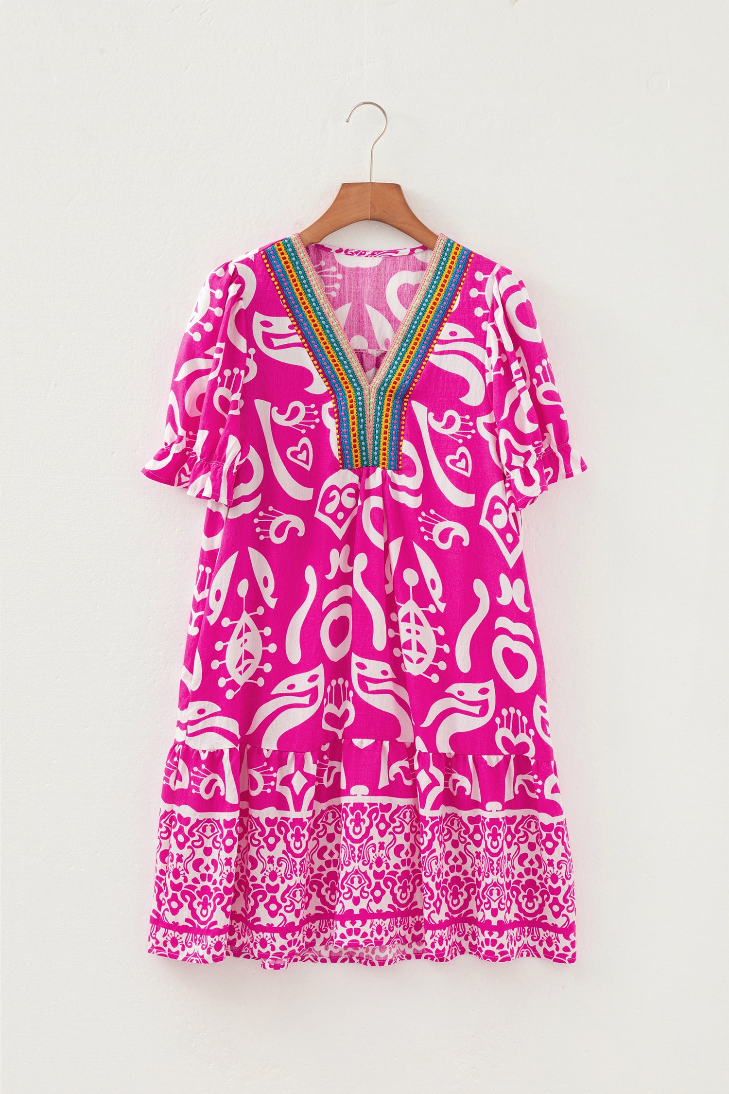 Rose Boho Flared Dress
