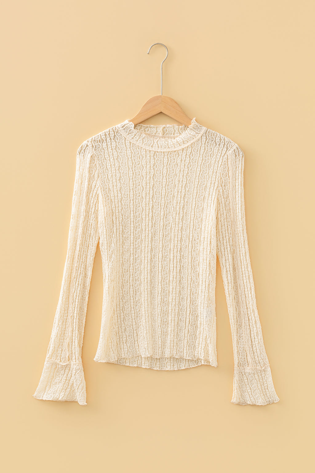 Apricot Flounced Long Sleeve top