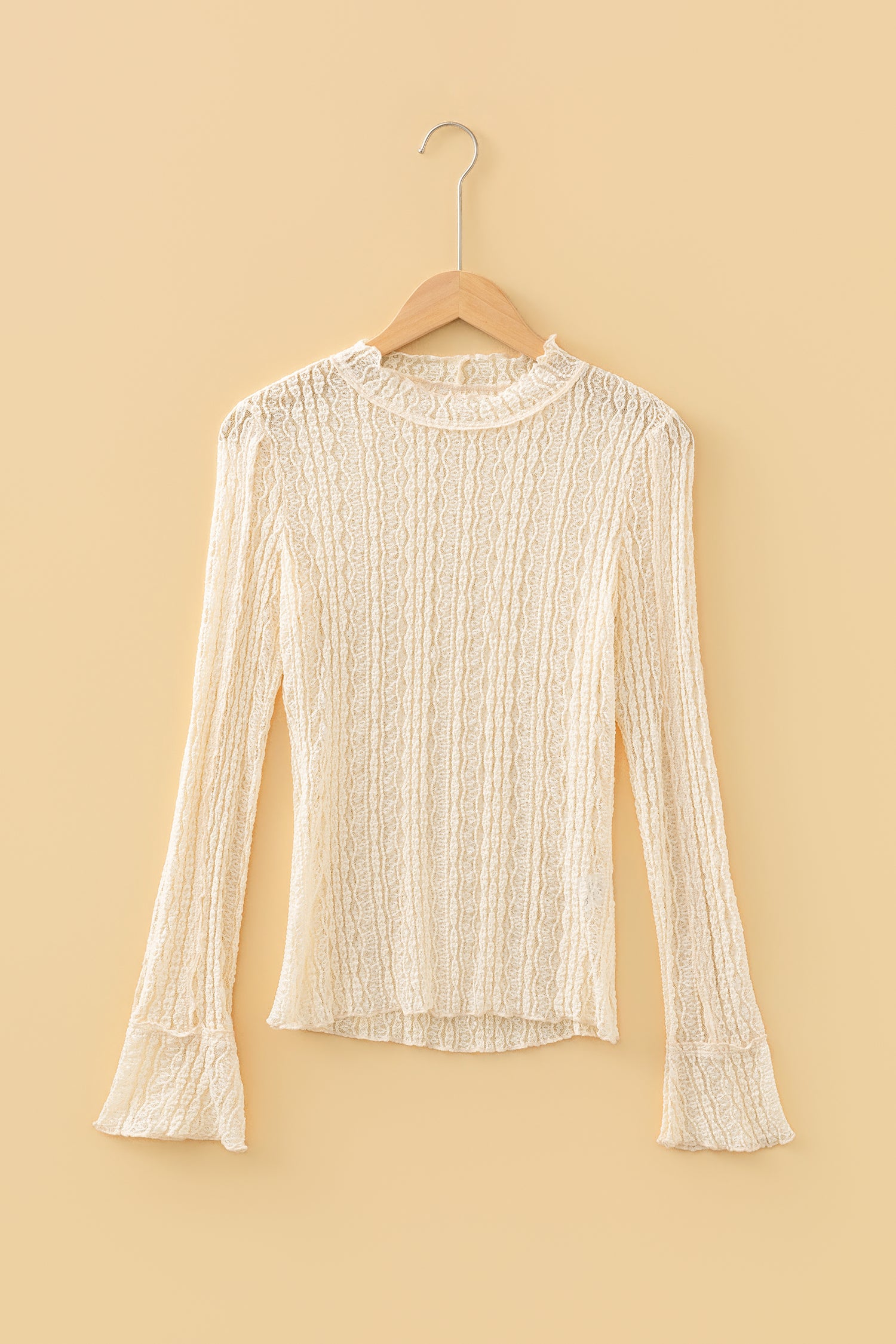 Apricot Flounced Long Sleeve top
