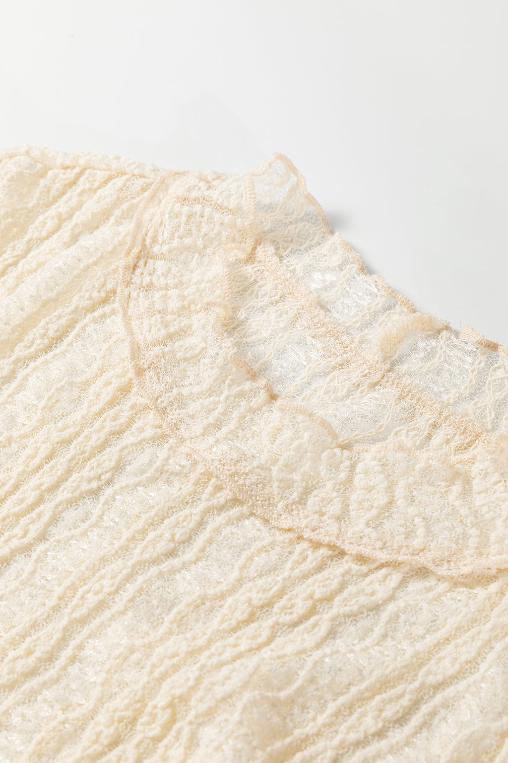 Apricot Flounced Long Sleeve top