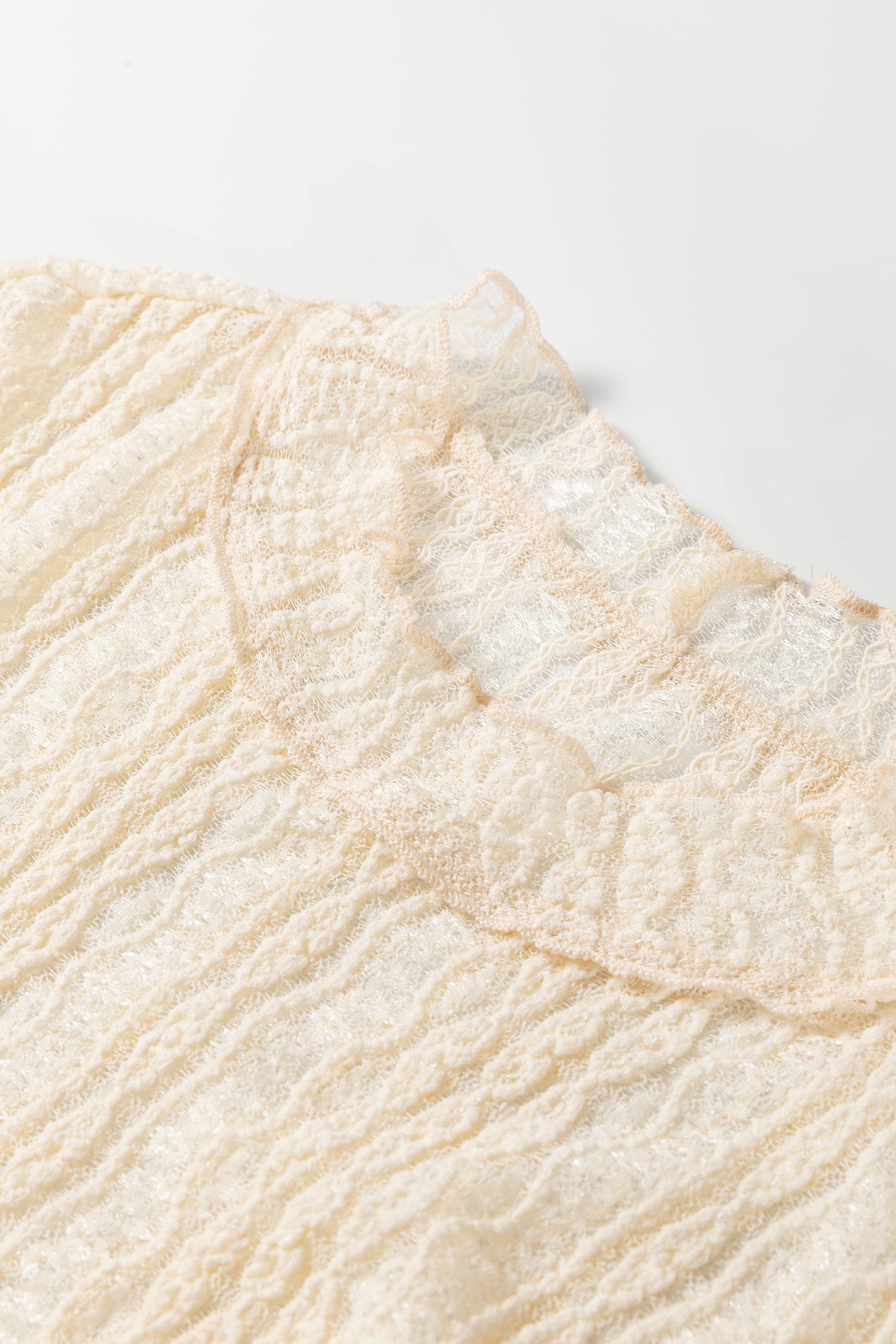 Apricot Flounced Long Sleeve top