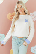 Heart  Shoulder Crew Neck Sweater - AXIOM PREMIUN